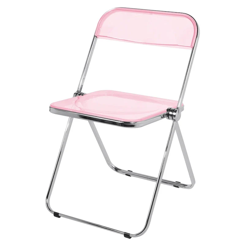 Transparent Acrylic Stackable Folding Dining Chair w/ Metal Frame, Single - 29.1(H) x 18.1(W) x 18.5(D)