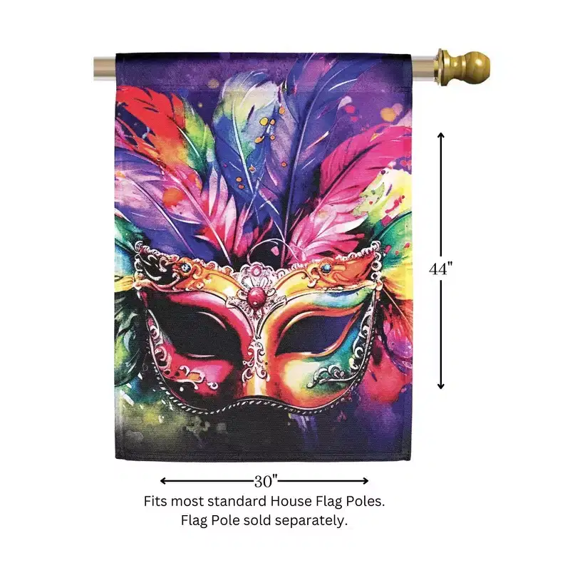 Dicksons Magnolia Garden Outdoor Flag Decoration For Garden, Yard, Or Walkway Large 30 x 44, Weather Resistant Polyester, Mardi Gras Mask