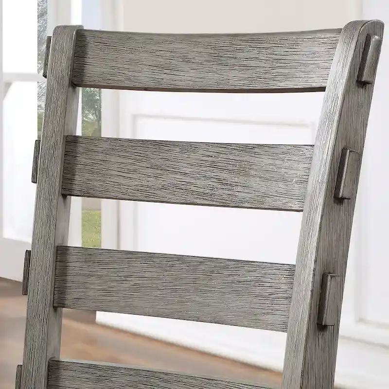 Gray 2-Piece Farmhouse Dining Chairs, Ladder-Back Style, Seats 2