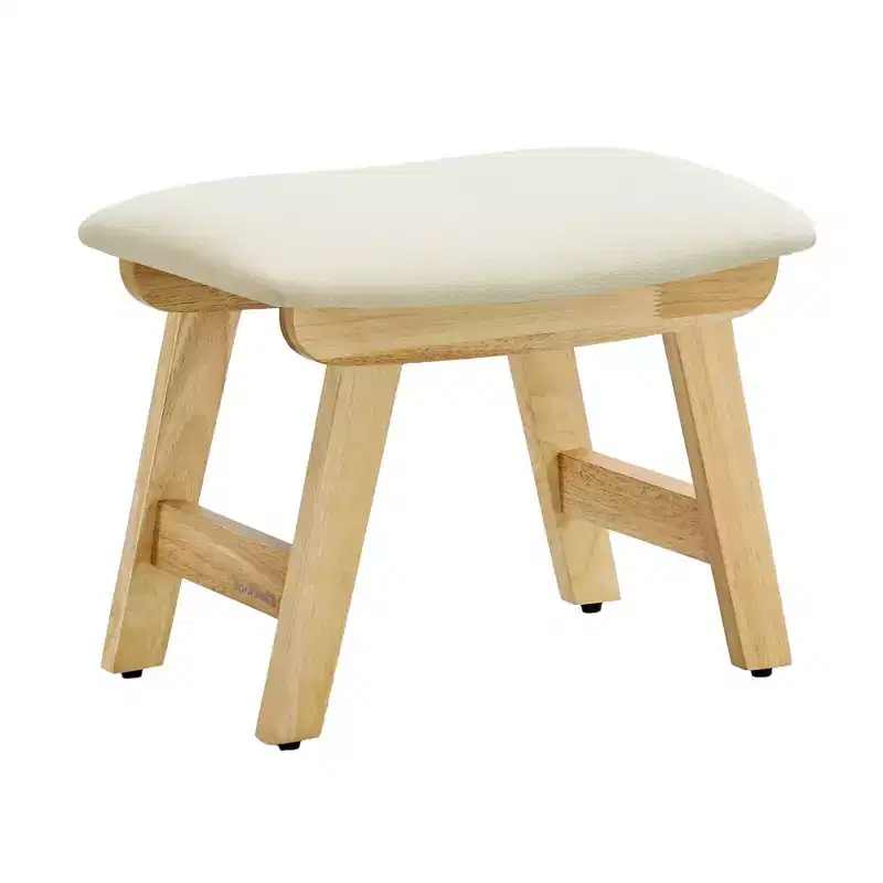 SONGMICS Foot Stool Ottoman, Padded Foot Rest Vanity Stool Under Desk with Solid Wood Frame