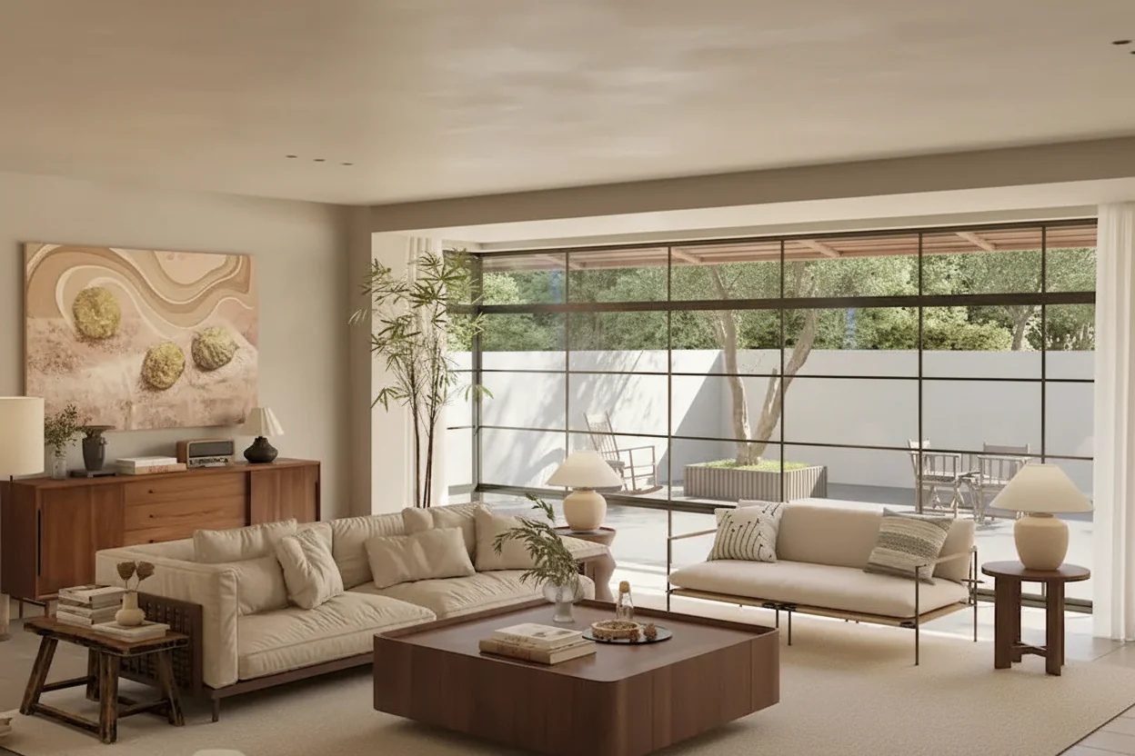 Mid-Century Modern Square Wood Coffee Table with Drawers