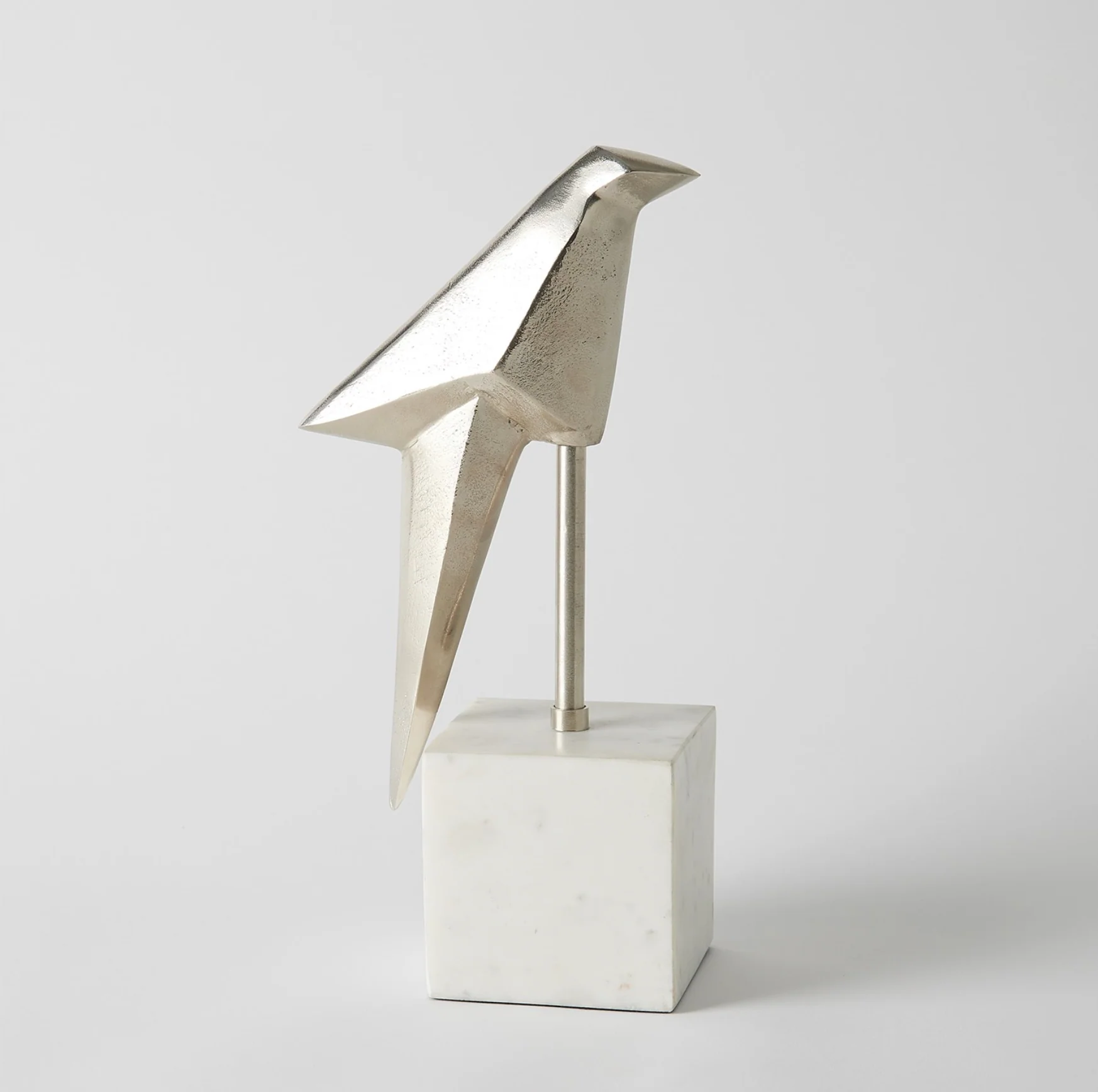 PERCHED ORIGAMI BIRD-NICKEL