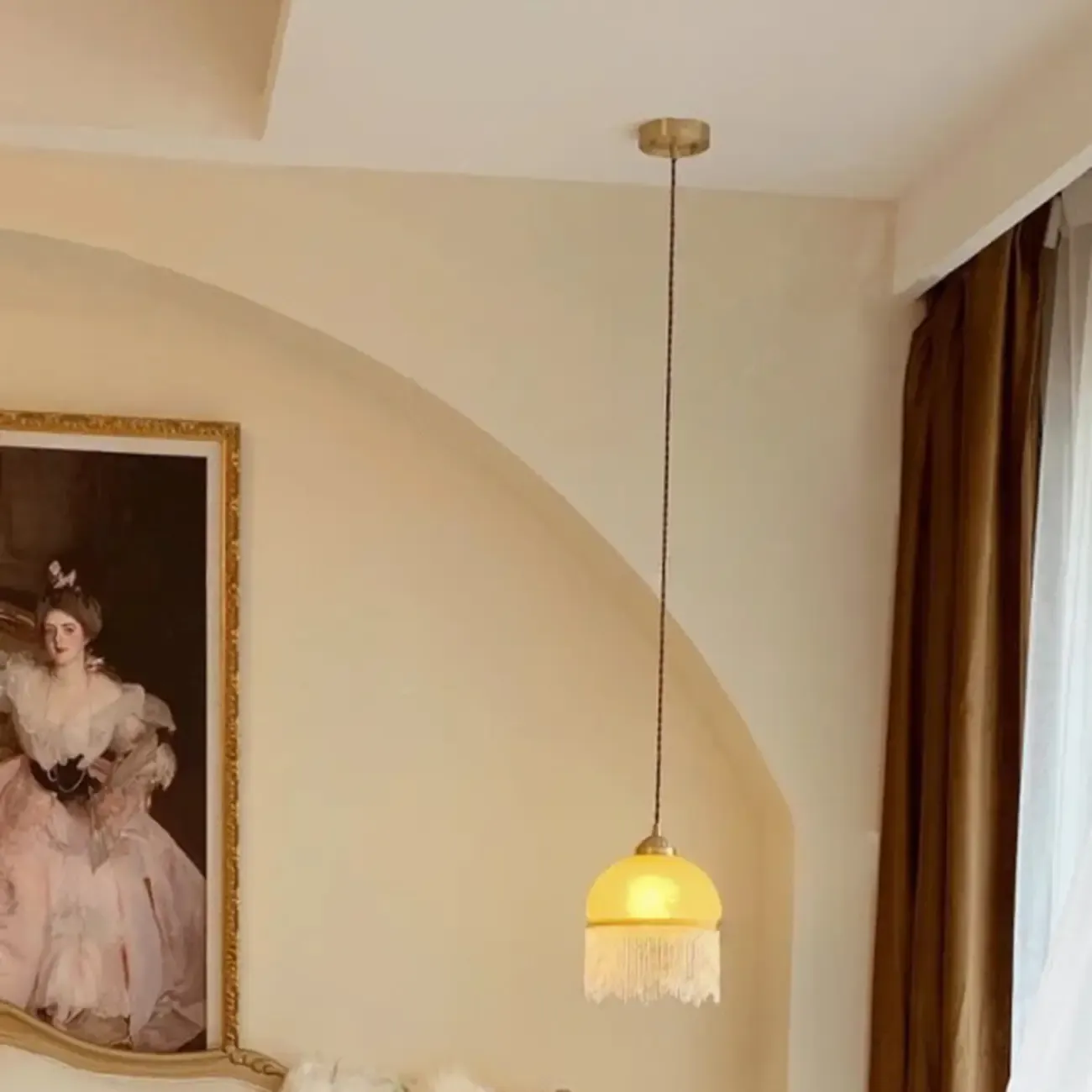 Modern Yellow Glass Dome Tassels Pendant Light