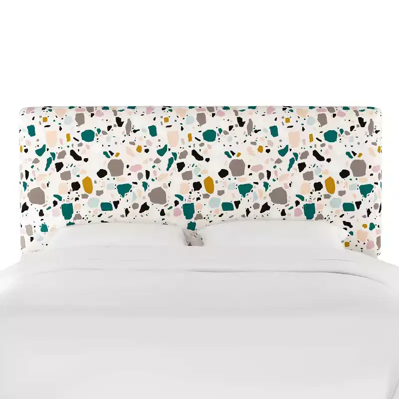 Skyline Furniture Olivia Upholstered Headboard Terrazzo Emerald Ochre