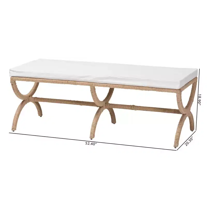 bali & pari Maliyah Natural Seagrass Accent Bench Natural Brown