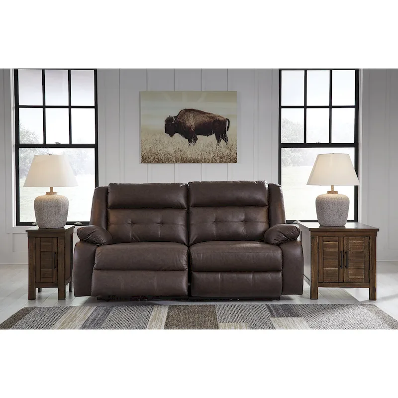 Signature Design by Ashley Punch Up Dark Brown 2-Piece Power Reclining Sectional Loveseat - 80W x 39D x 41H