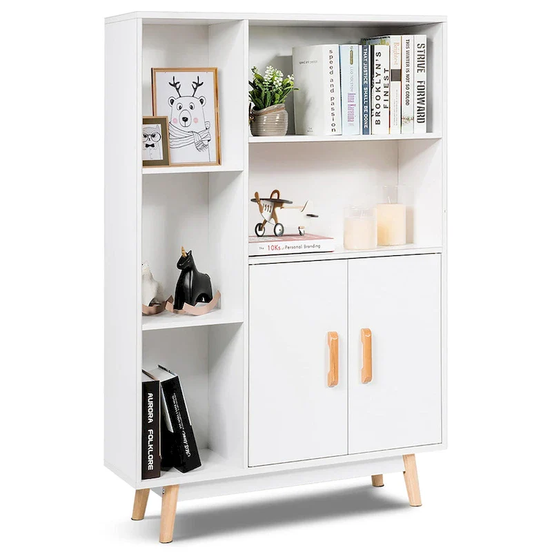 Costway Floor Storage Cabinet Free Standing Wooden Display Bookcase