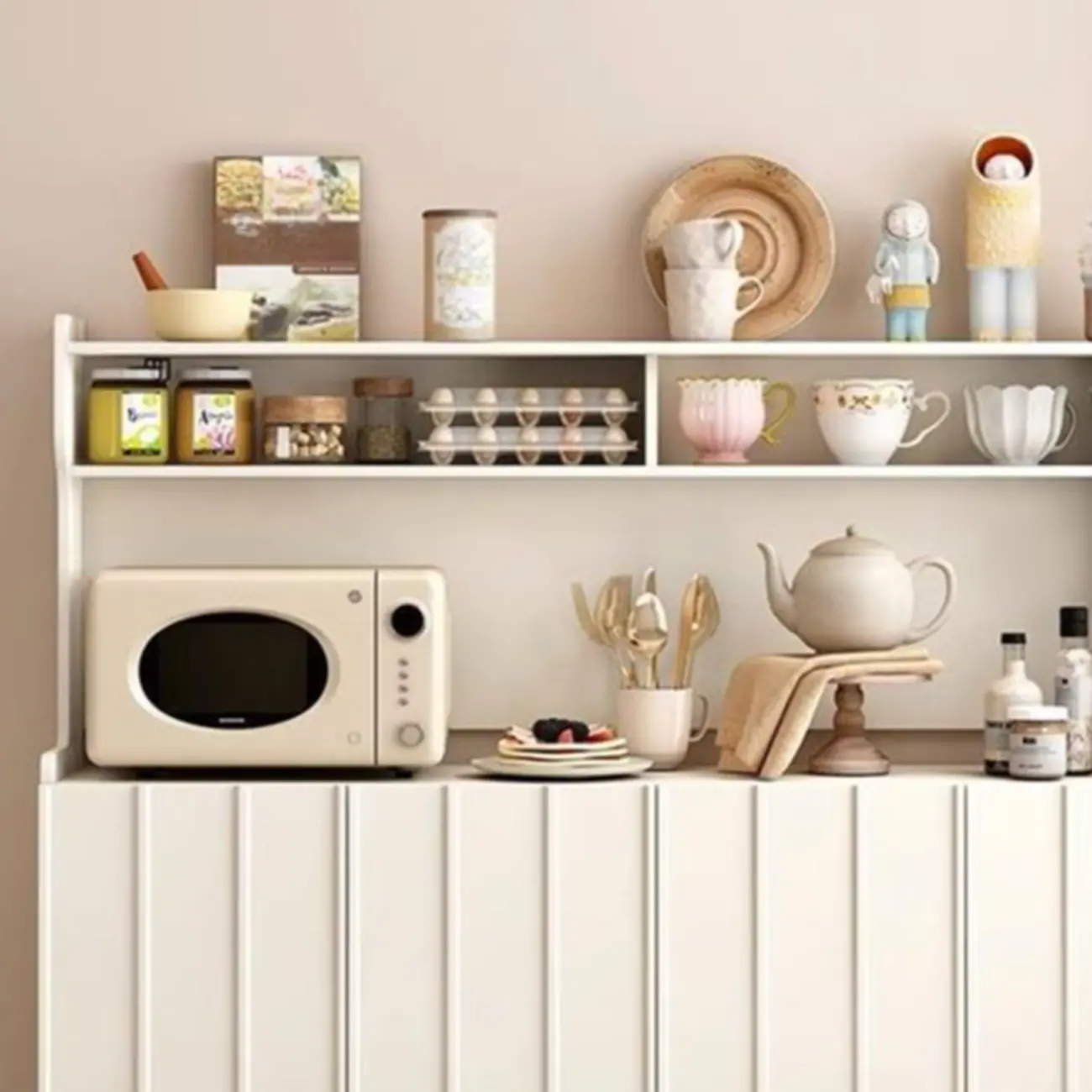 Modish Cream Wood Narrow Sideboard