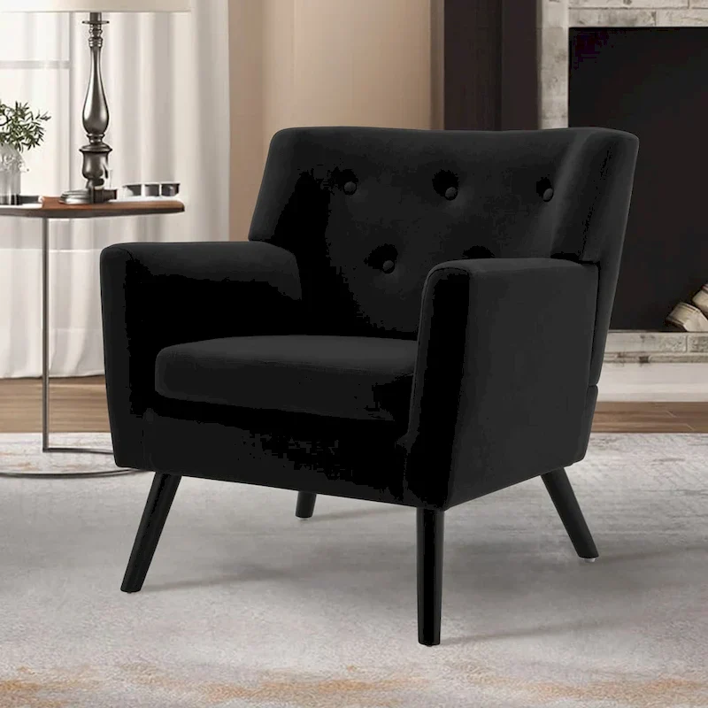 Velvet Upholstered Armchair Tufted Accent Chair, Set of 2 - 30.71H x 28.35 W x 27.56D
