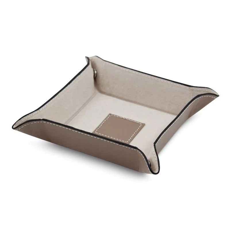 Curata Tan Leather Pigskin Lined Snap Valet Tray