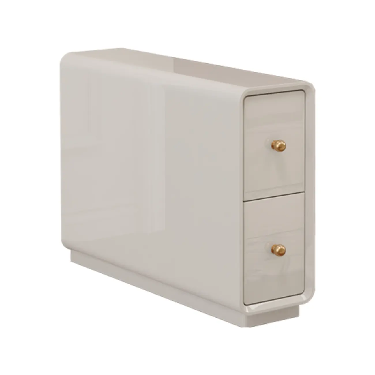 Narrow Rectangle Walnut Wood Side Table with Drawers