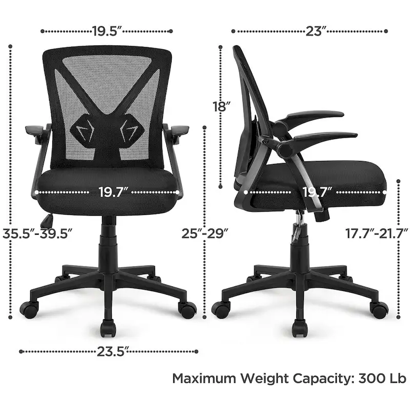 Mesh Office Chair with Flip-up Armrests