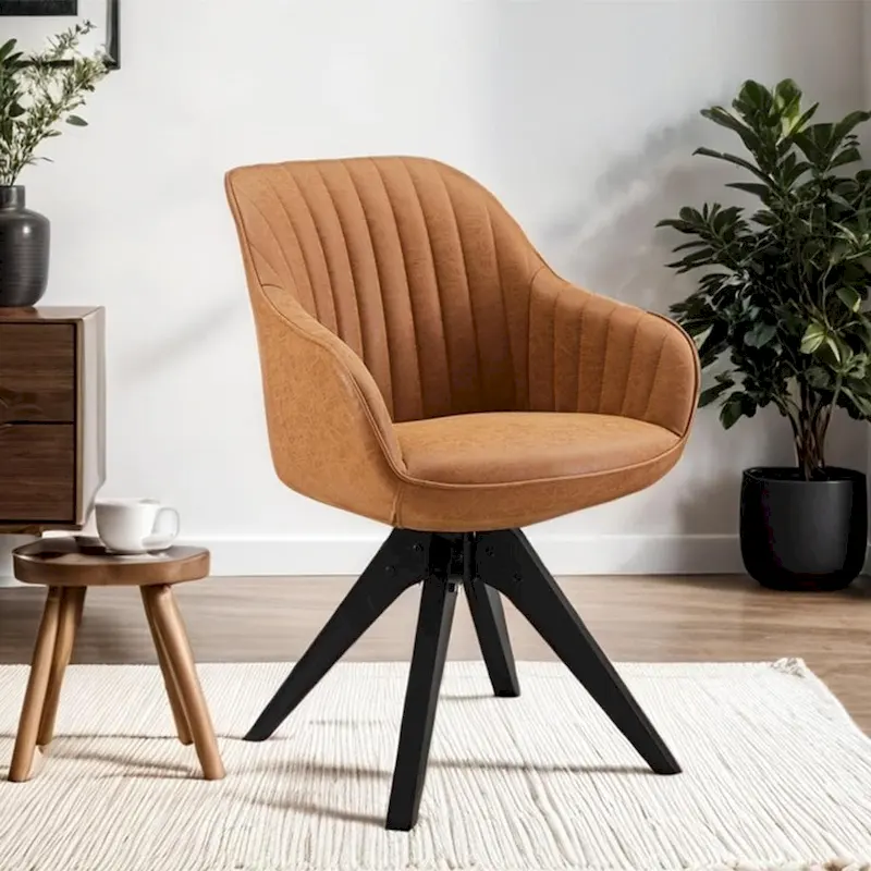Art Leon Modern Wood Swivel Chair with Oak Legs