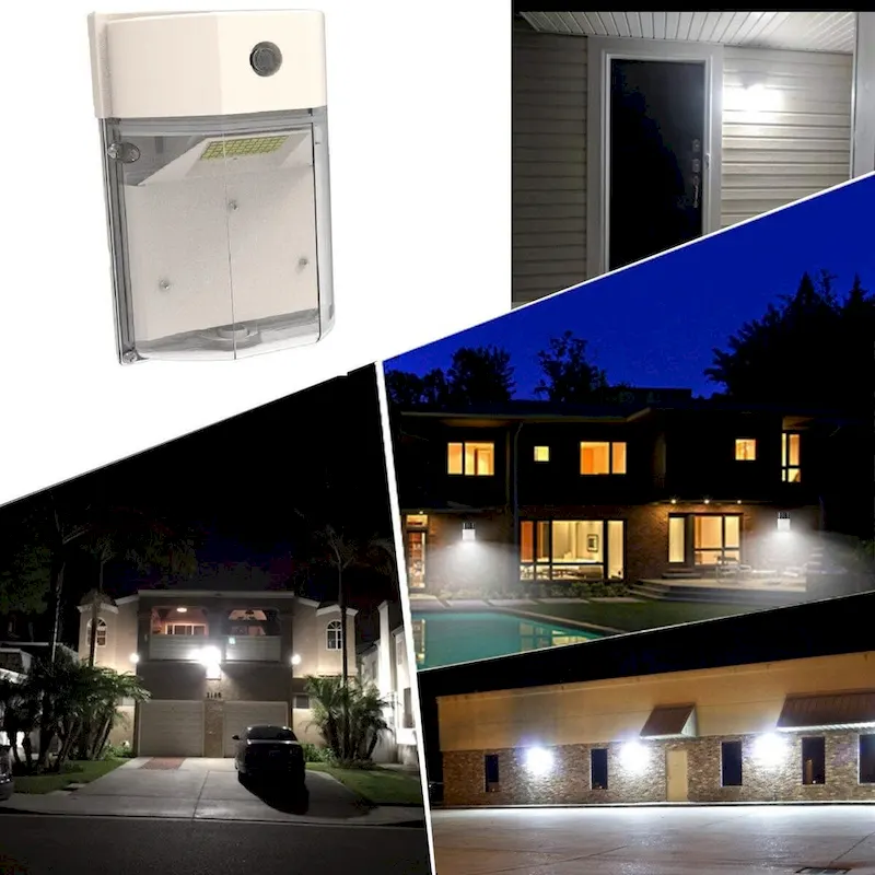 LED Wall Pack Light, 3CCT and Wattage Adjustable(8W/10W/15W/25W), IP65 Outdoor Mini Wall Pack, White - 5.56