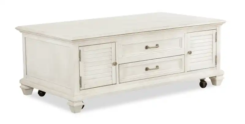 Newman 50 Traditional Lift Top Coffee Table with Storage and Casters - Alabaster White Pine