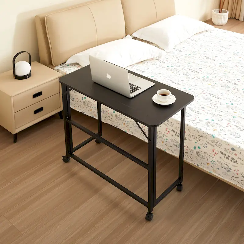 Compact Folding Desk with Wheels for Home Office, Bedroom, or Dorm