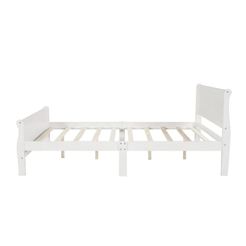 Wood Twin Sleigh Bed with Headboard and Footboard