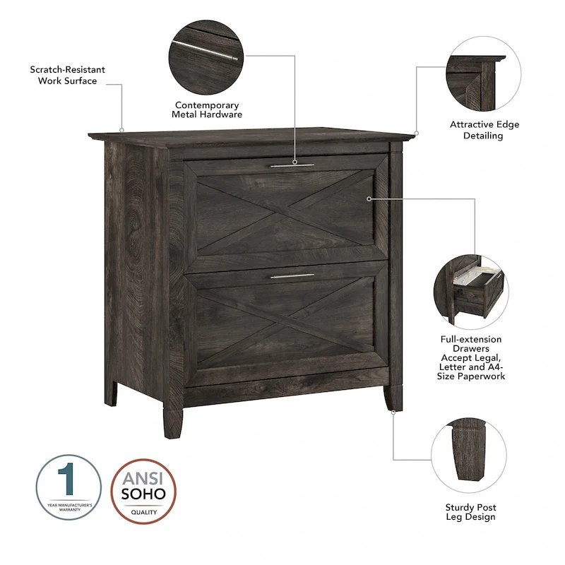 Key West 54W Computer Desk with Cabinet and Bookcase by Bush Furniture