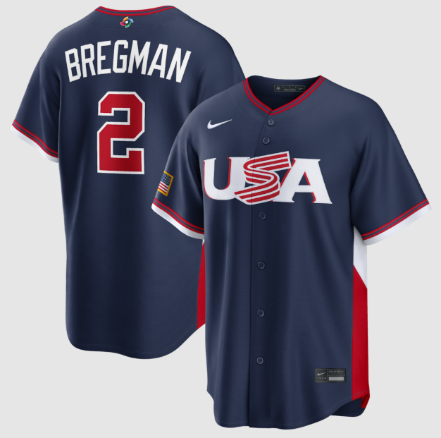 USA Baseball Alex Bregman Navy 2026 World Baseball Classic Road Stadium Jersey