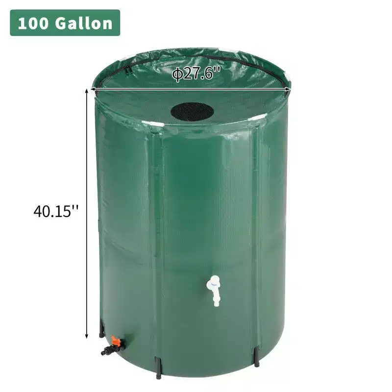 Karl Home 100 Gallon Portable Green Rain Barrel Collapsible Tank