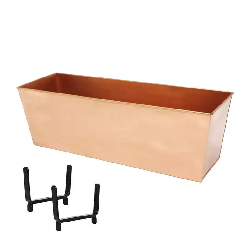 ACHLA Designs 23.25" Wide Copper Plated Steel Rectangular Planter Box: Fits Balcony & Outdoor Railing