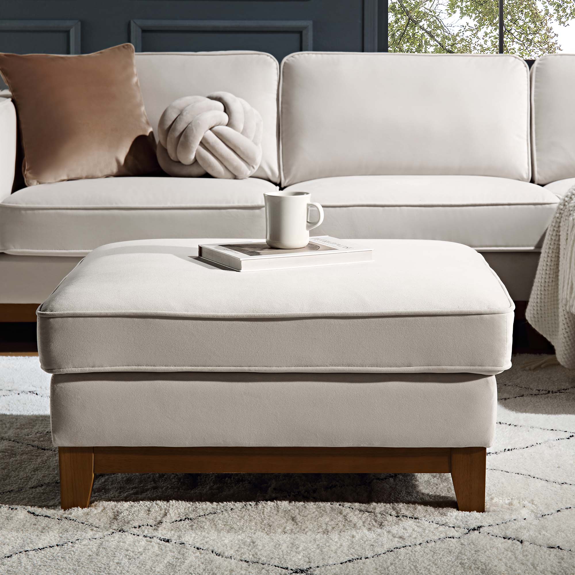 Champagne Velvet Storage Footstool