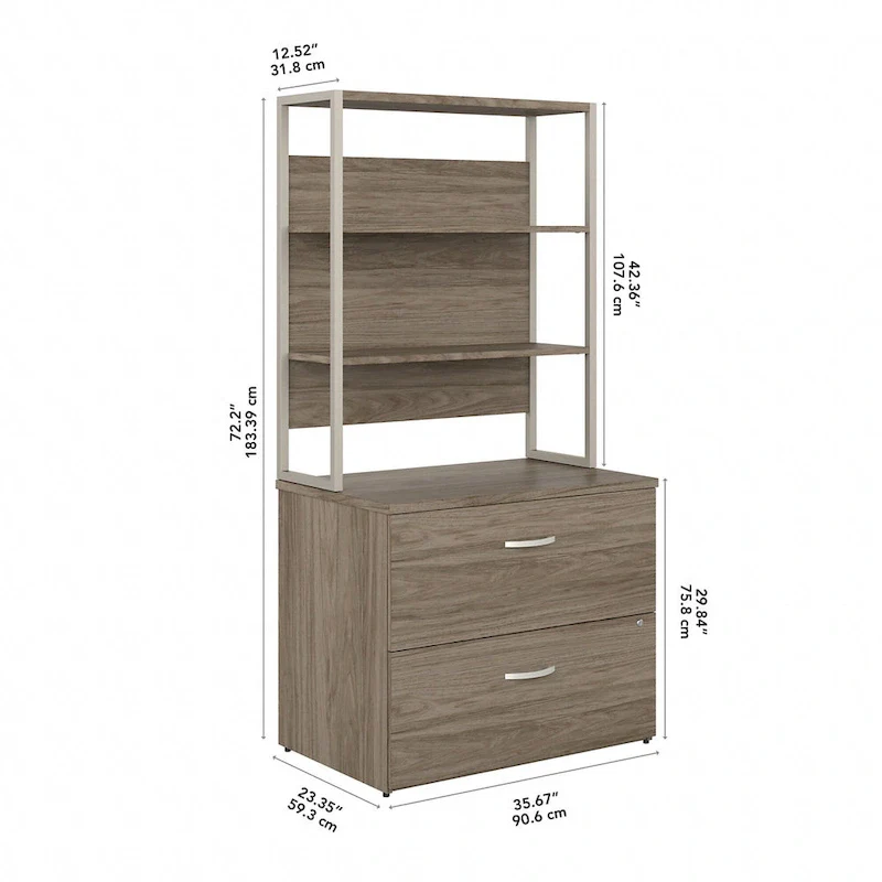 2-Drawer Lateral File Cabinet with Open Shelves
