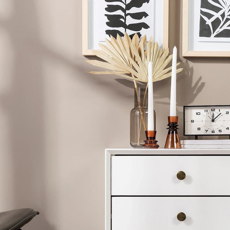 Mid-Century Solid Wood 2-Drawer Nightstand