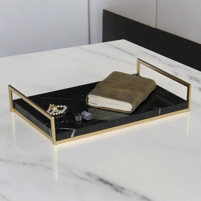 Sarraseau Marble and Gold Frame Tray