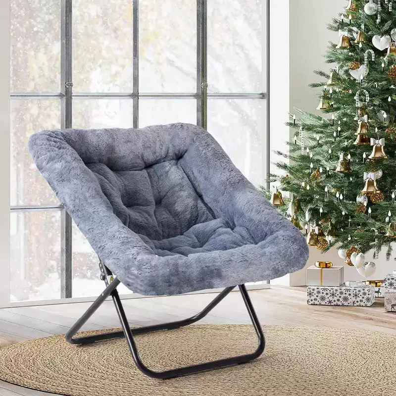 TUYOHW Faux Fur Large Size Foldable Accent Chairs,Upholstered Arm Lounge Chairs for Living Room,Bedroom