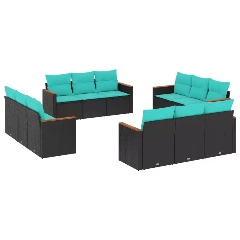 vidaXL Garden Sofa Set with Cushions Poly Rattan