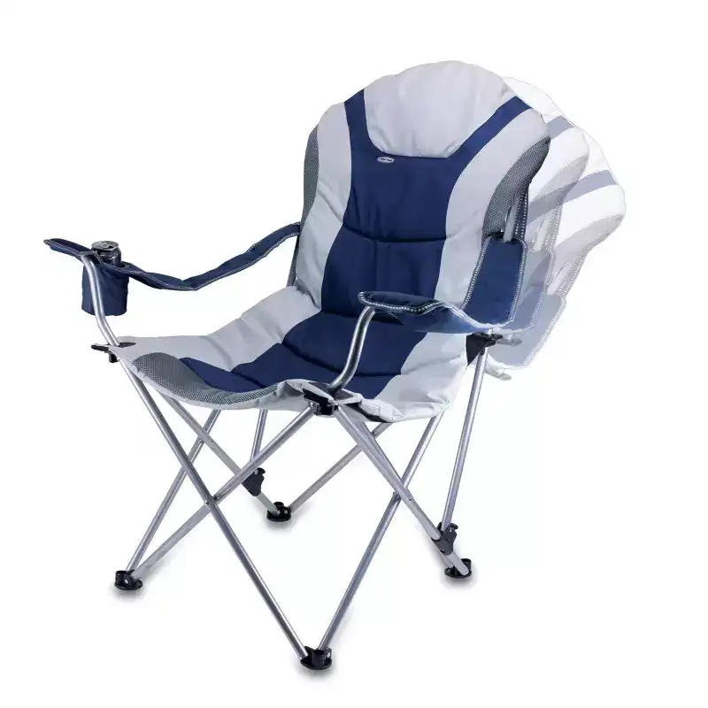 MLB Milwaukee Brewers Reclining Camp Chair - Navy Blue with Gray Accents