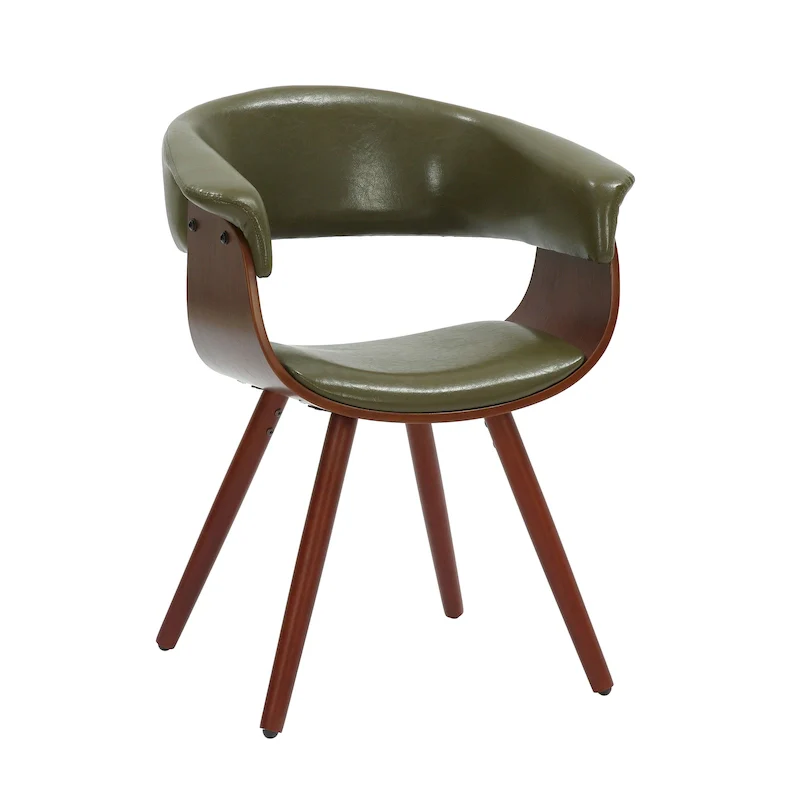 Porthos Home Zelda Faux Leather Mid-Century Dining Chair with Wooden Legs