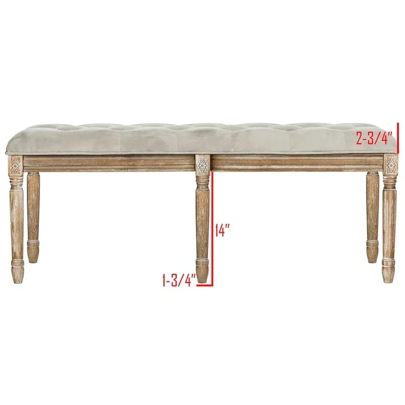 French Brasserie Tufted Rubberwood Bench in Rustic Oak Finish — 47