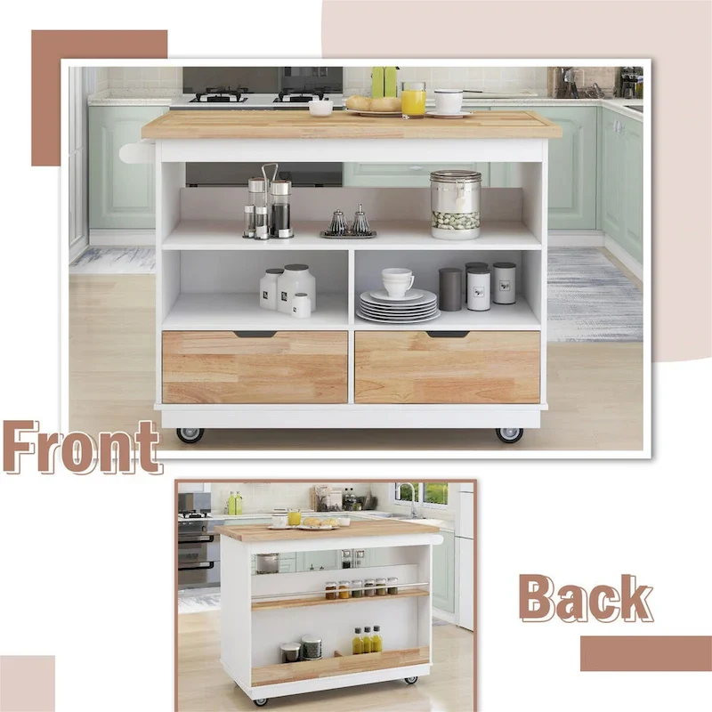 Two-sided Kitchen island Cart on Wheels by