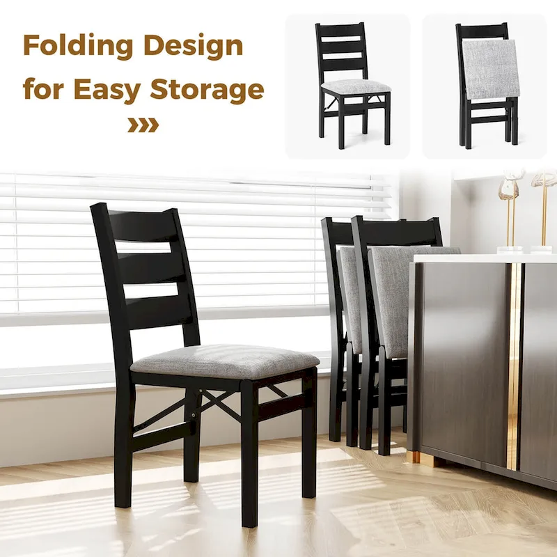 Costway Folding Chairs Set of 2/4 Modern Upholstered Chairs with Comfy