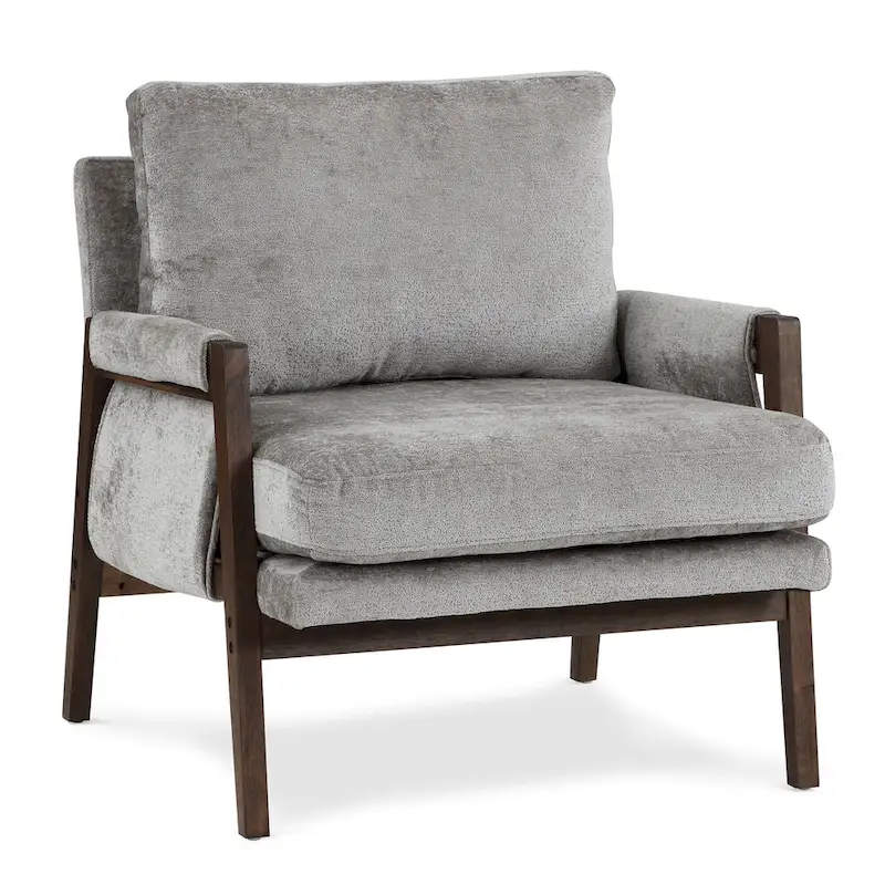 Mid-Century Modern 30 W Chenille Upholstered Accent Leisure Armchair