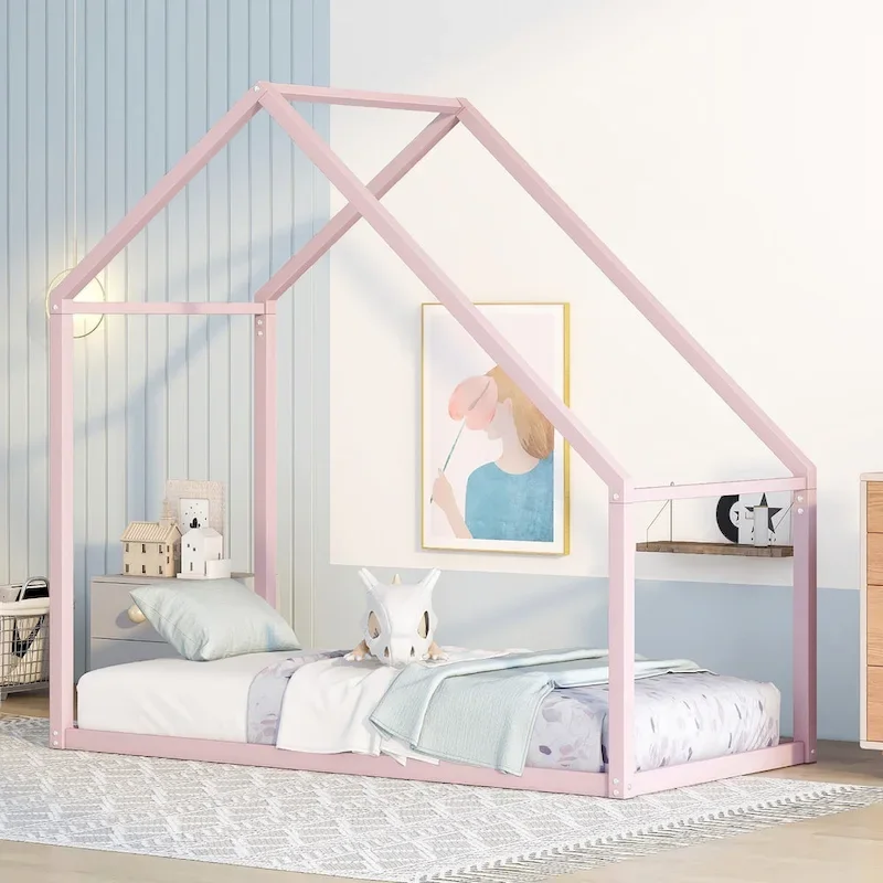 Twin Size Metal House Bed Frame for Kids