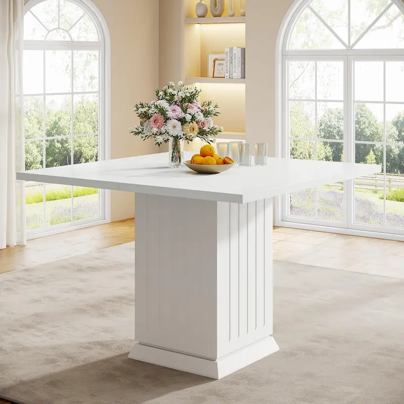 Modern Small Wood Square Dining Table for 4 People