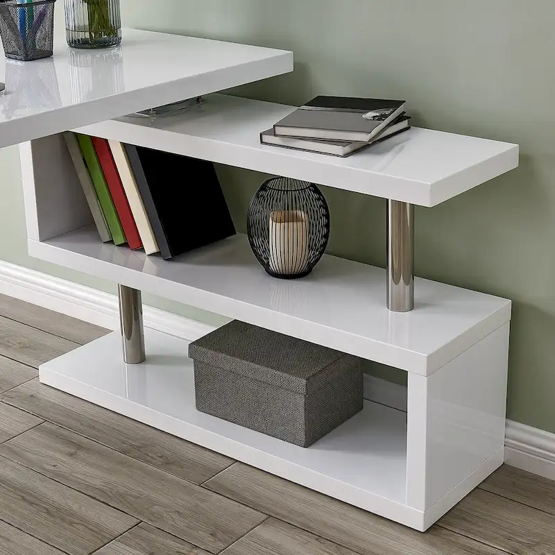 SEI Furniture Ballintoy Rotating Desk with Shelving