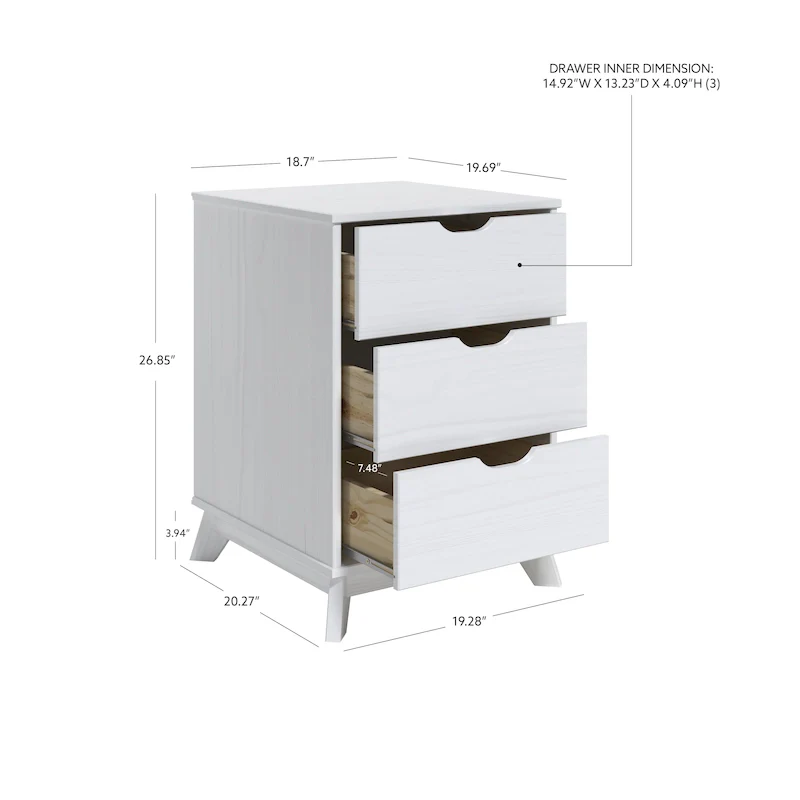 Purcell Wood 3 Drawer Nightstand