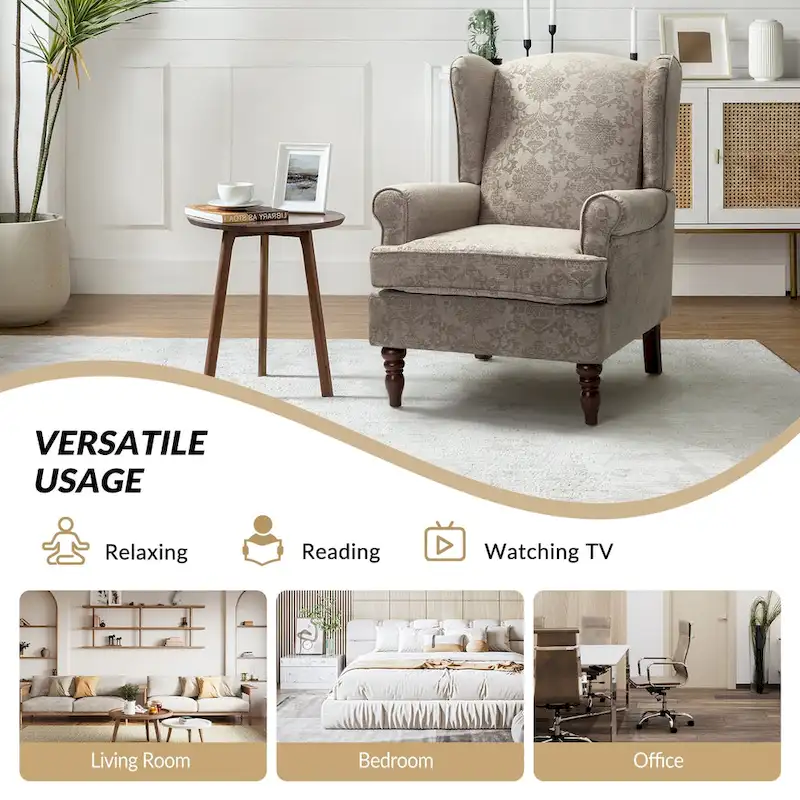 Epimethis Traditional Fabric Accent Armchair with Turned Legs Set of 2 by HULALA HOME