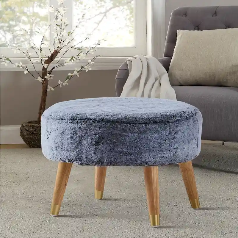 Serenta Heavy FauxFur Oval Ottoman