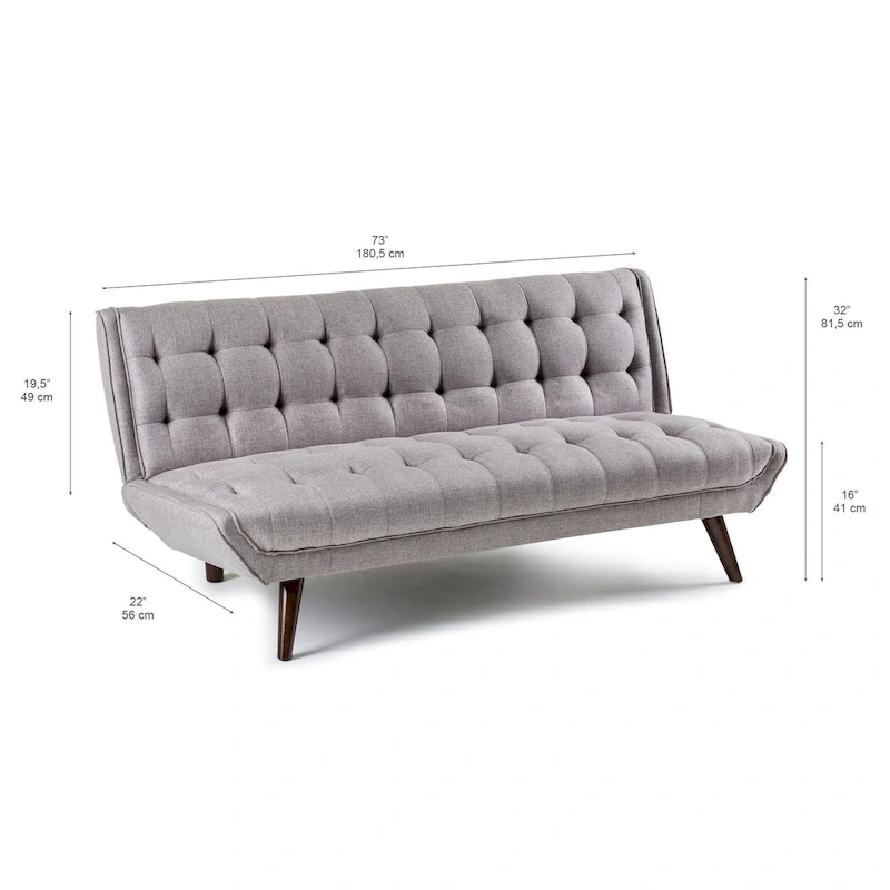 Modern Armless Fabric Grey Sofa Bed Adjustable Folding Sofa - 32.09*71.06*22.05 inches