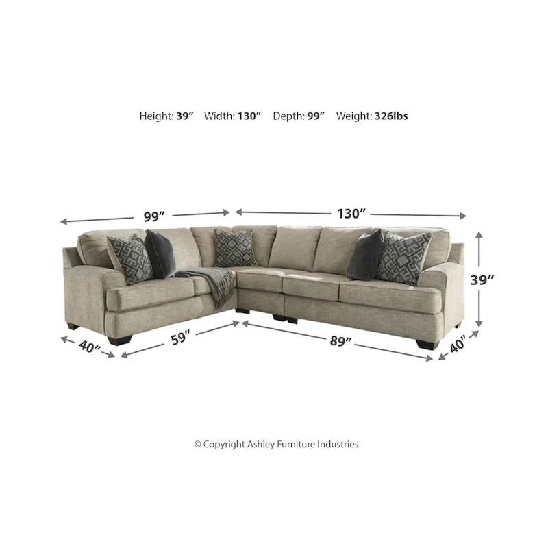 Signature Design by Ashley Bovarian Beige and Grey 3-Piece Sectional Sofa