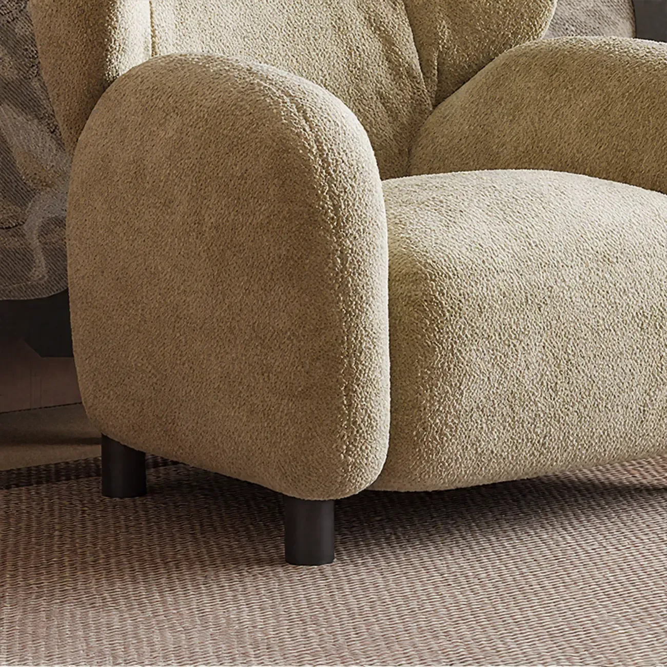Modern Chenille Fabric Wingback Accent Chair with Arms