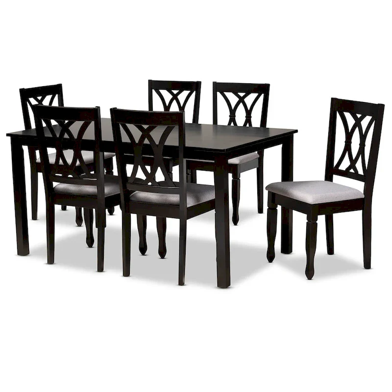Modern and Contemporary Upholstered Wood 7-Piece Dining Set