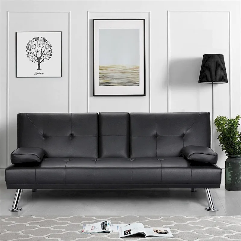 Yaheetech Modern Recliner Couch Faux Leather Futon Sofa Bed