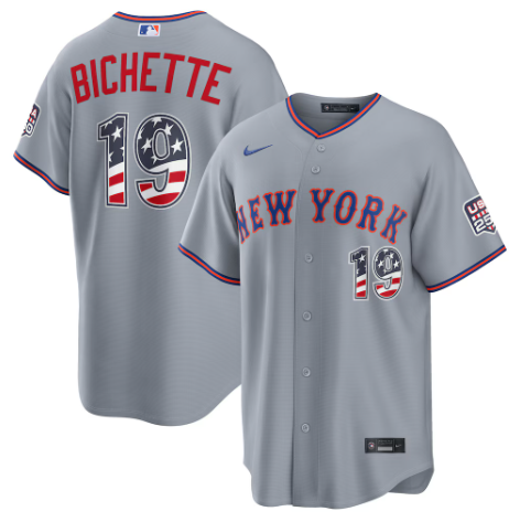 New York Mets Bo Bichette Gray USA 250 Fourth of July Road Stadium Jersey