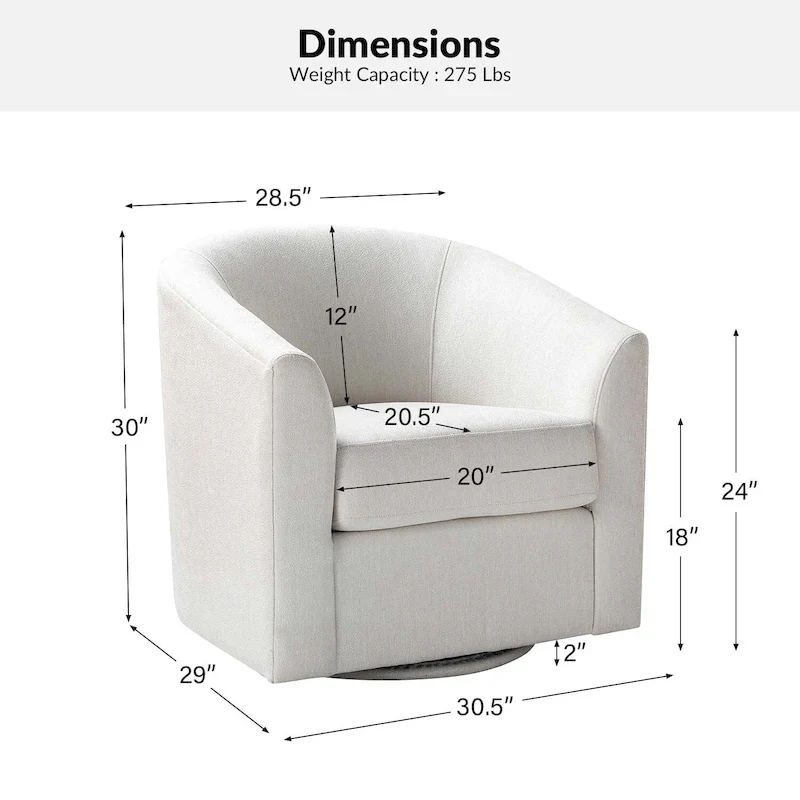Cuenca Modern Upholstered Barrel Chair with Swivel Base